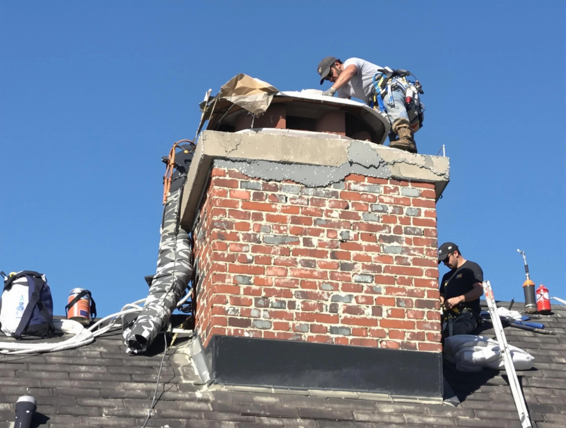 Midway Chimney Sweep installing a custom chimney crown in Midway, UT
