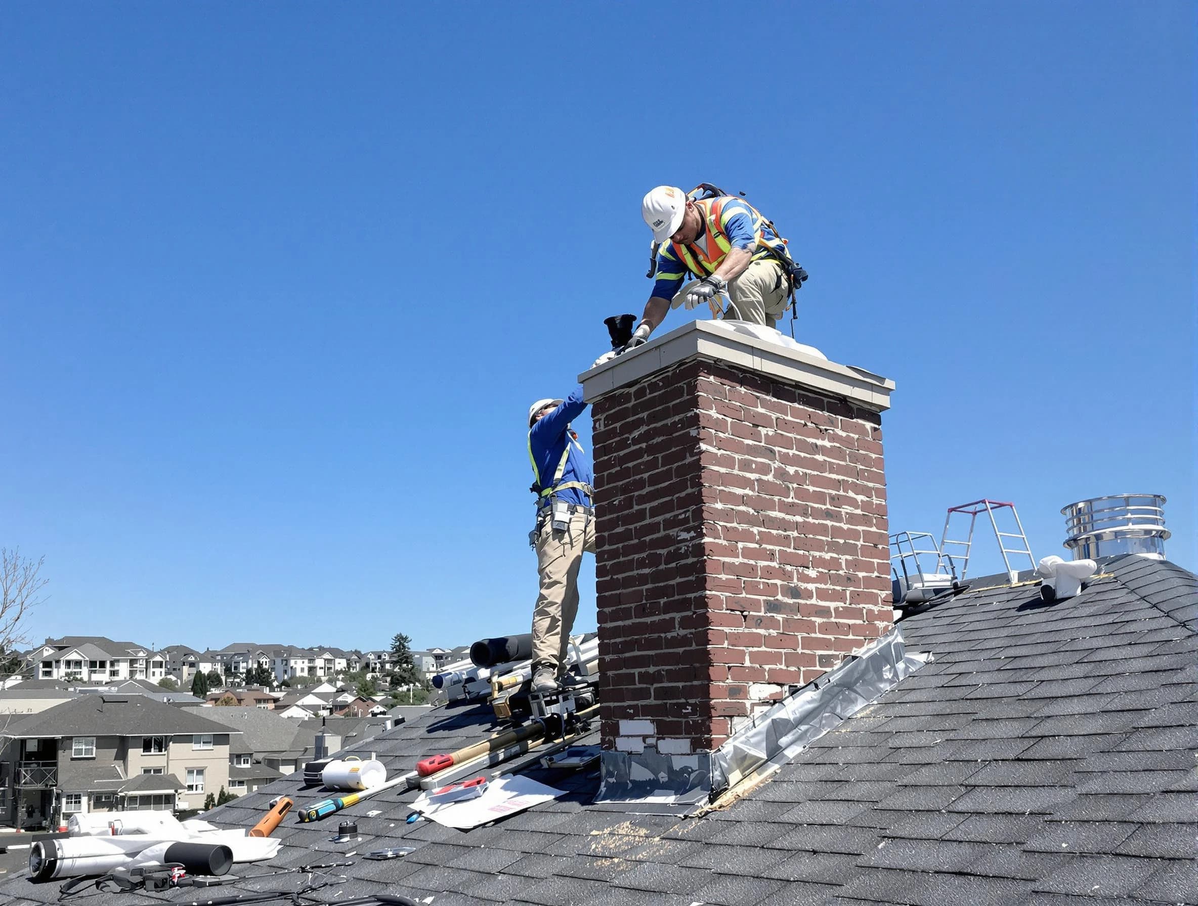 Midway Chimney Sweep repairing a chimney crown in Midway, UT
