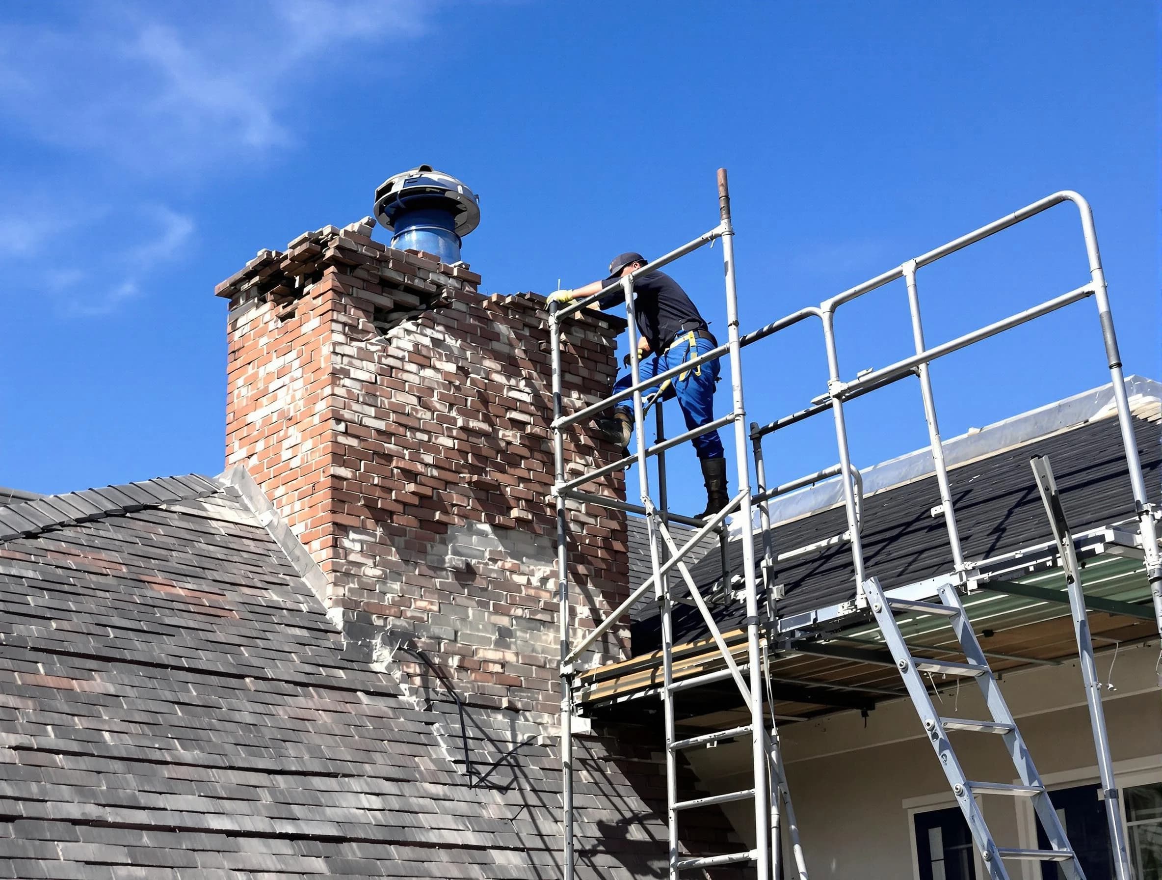 Rebuilding a chimney structure by Midway Chimney Sweep in Midway, UT