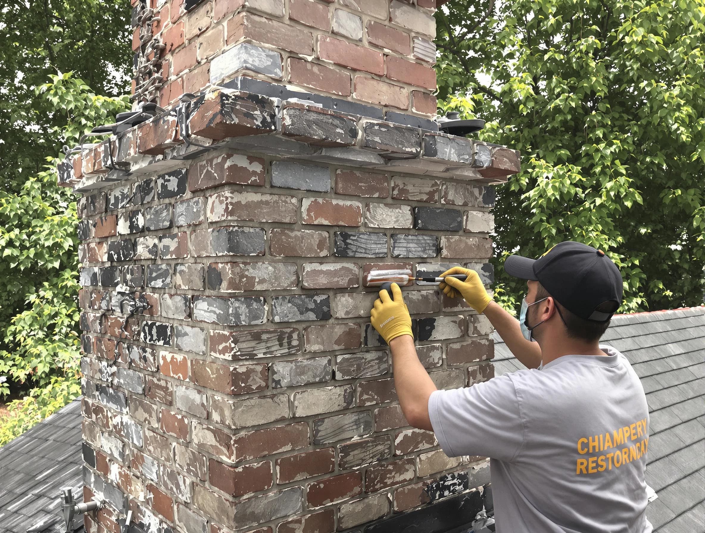 In-progress chimney restoration by Midway Chimney Sweep in Midway, UT