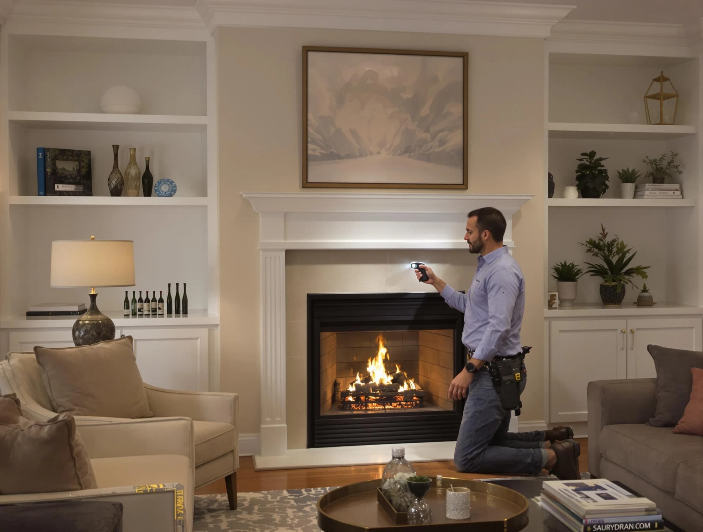 Midway Chimney Sweep conducting a fireplace safety inspection in Midway, UT