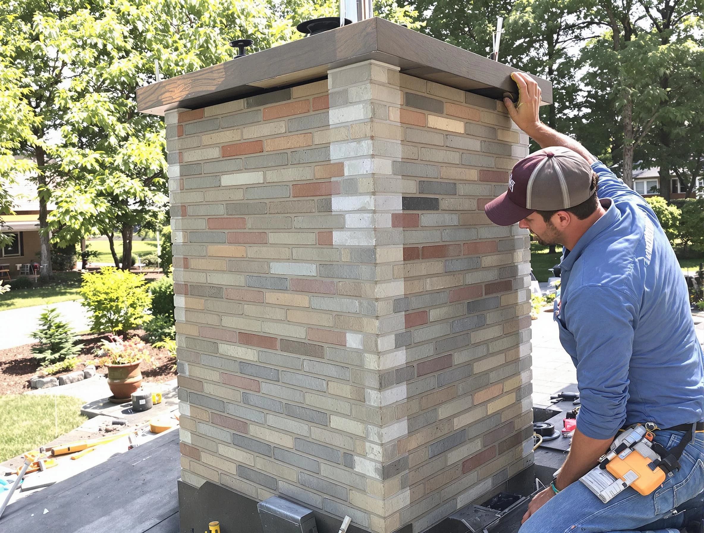 Midway Chimney Sweep completing a modern chimney remodel in Midway, UT