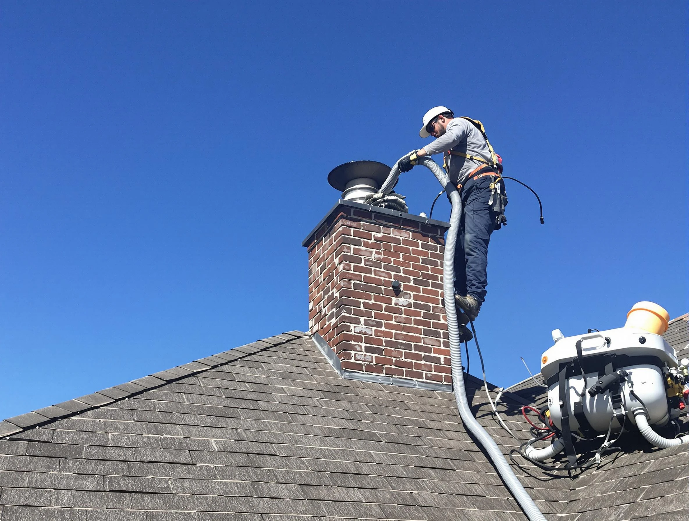 Dedicated Midway Chimney Sweep team member cleaning a chimney in Midway, UT