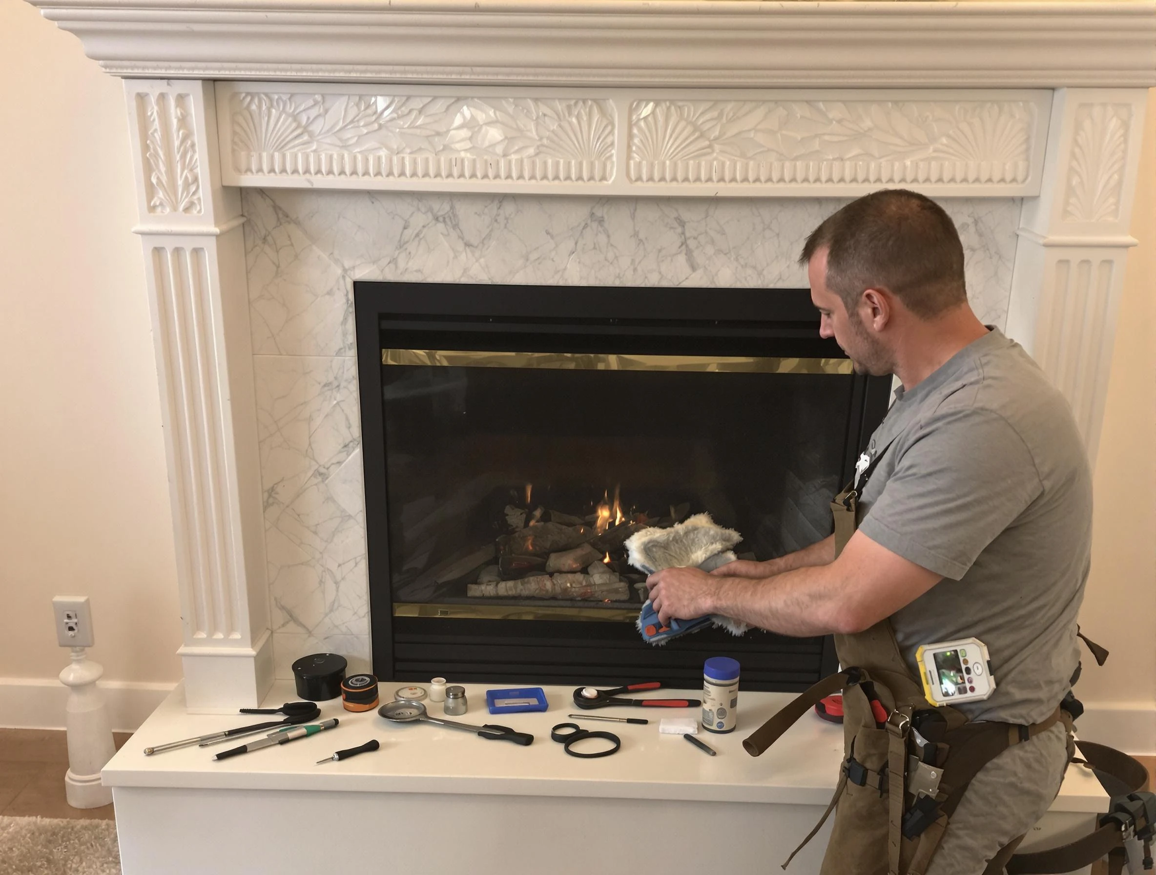 Midway Chimney Sweep performing fireplace maintenance in Midway, UT
